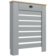 Copritermosifone in MDF a Doghe, Copricalorifero a Griglia con Cassetto, 78x19x95.5 cm, Grigio