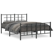 Letto matrimoniale | Letto per adulti | Giroletto con Testiera e Pediera Metallo Nero 135x190 cm