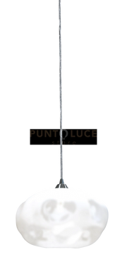 FENICE-LG Lampadario a sospensione in vetro 1 luce satinato  aggancio cromo attacco G9 senza base