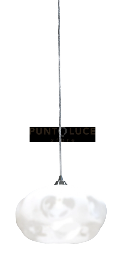 FENICE-LG Lampadario a sospensione in vetro 1 luce satinato  aggancio cromo attacco G9 senza base