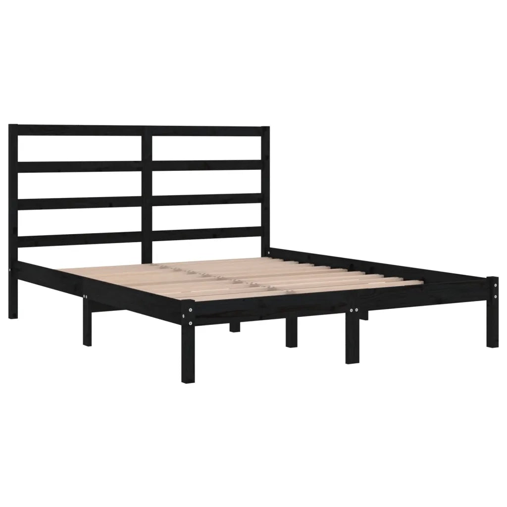 Giroletto Nero in Legno Massello di Pino 140x190 cm 3104917