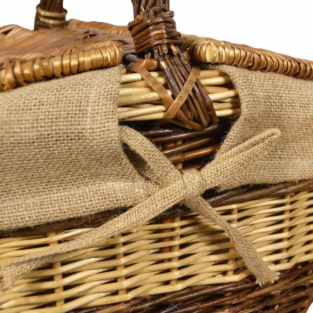 Cesto Ovale Carmen picnic in Vimini e Juta con doppio coperchio cm 44 x 35x h 38