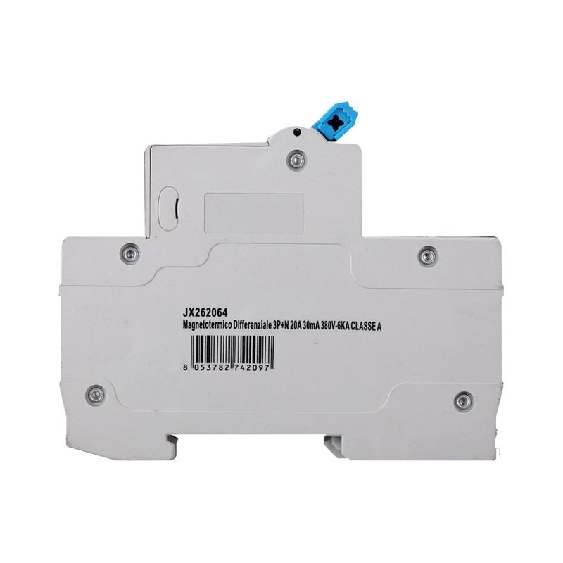 RCBO Interruttore Magnetotermico Differenziale Tipo A Curva C 3P+N 4M 6000A 30mA C20A AC 400V IP20 IEC61009-1