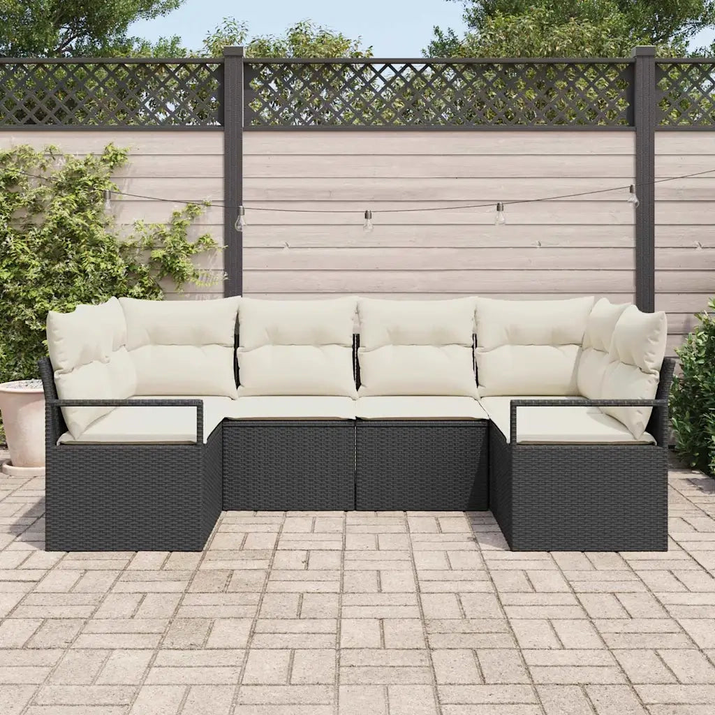 Set di divani con cuscino 6 pcs Nero polyrattan 3346517