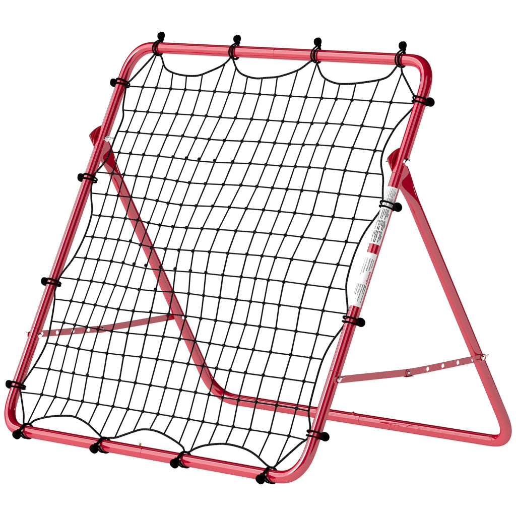 Rete da Calcio Portatile con 5 Angoli Regolabili ¨C Minimal ¨C Acciaio e Nylon, Rosso, 103x72x89cm