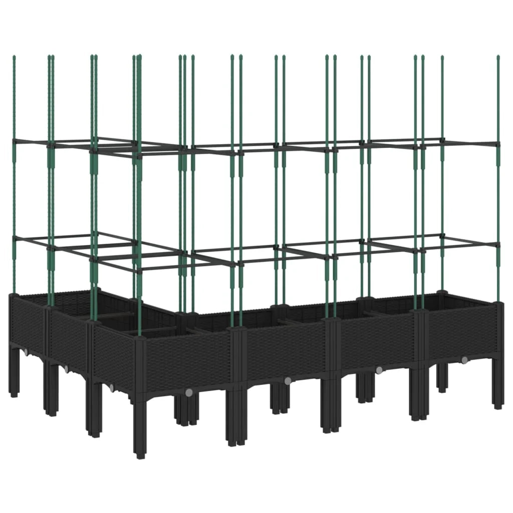 Fioriera rialzata per piante fiori patio giardino con traliccio 160 x 120 x 142,5 cm PP nero 02_0038257