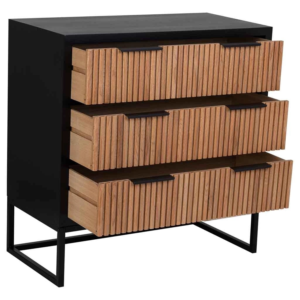 Cassettiera 3 cassetti legno e metallo 80x39,5x81h cm