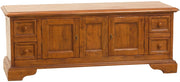 Biscottini Mobile porta tv Country in legno massello di tiglio finitura noce L150xPR51xH56 cm. Made in Italy