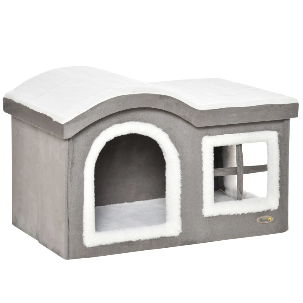 Casetta per Gatti ¨C zephmum ¨C Grigio 63.5x37x40cm con Cuscino