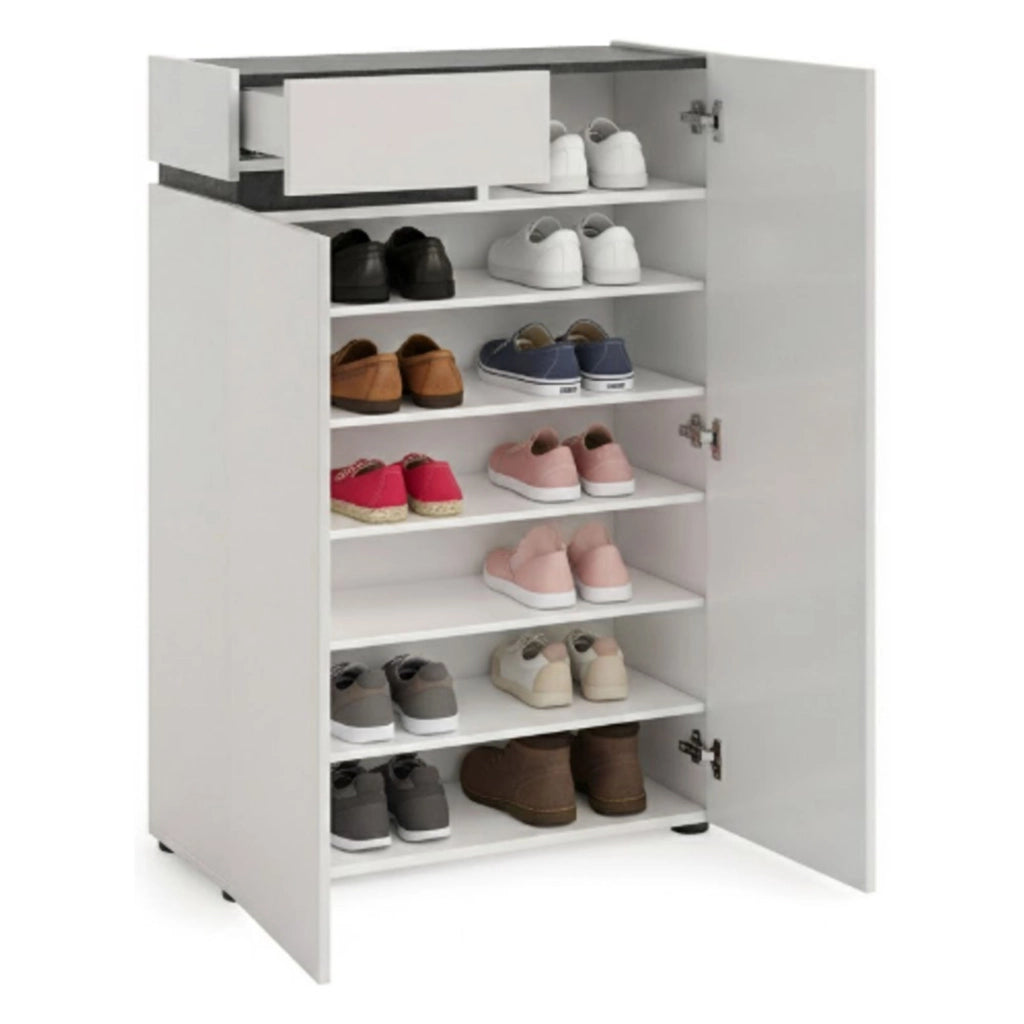 Mobile Portascarpe Badolato, Scarpiera 5 Ripiani Made in Italy, 80x34x115h cm Bianco Lucido