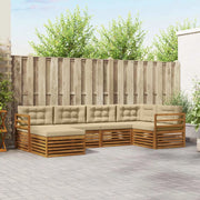Set di divani da esterno con cuscino 6 pcs Naturale e Beige