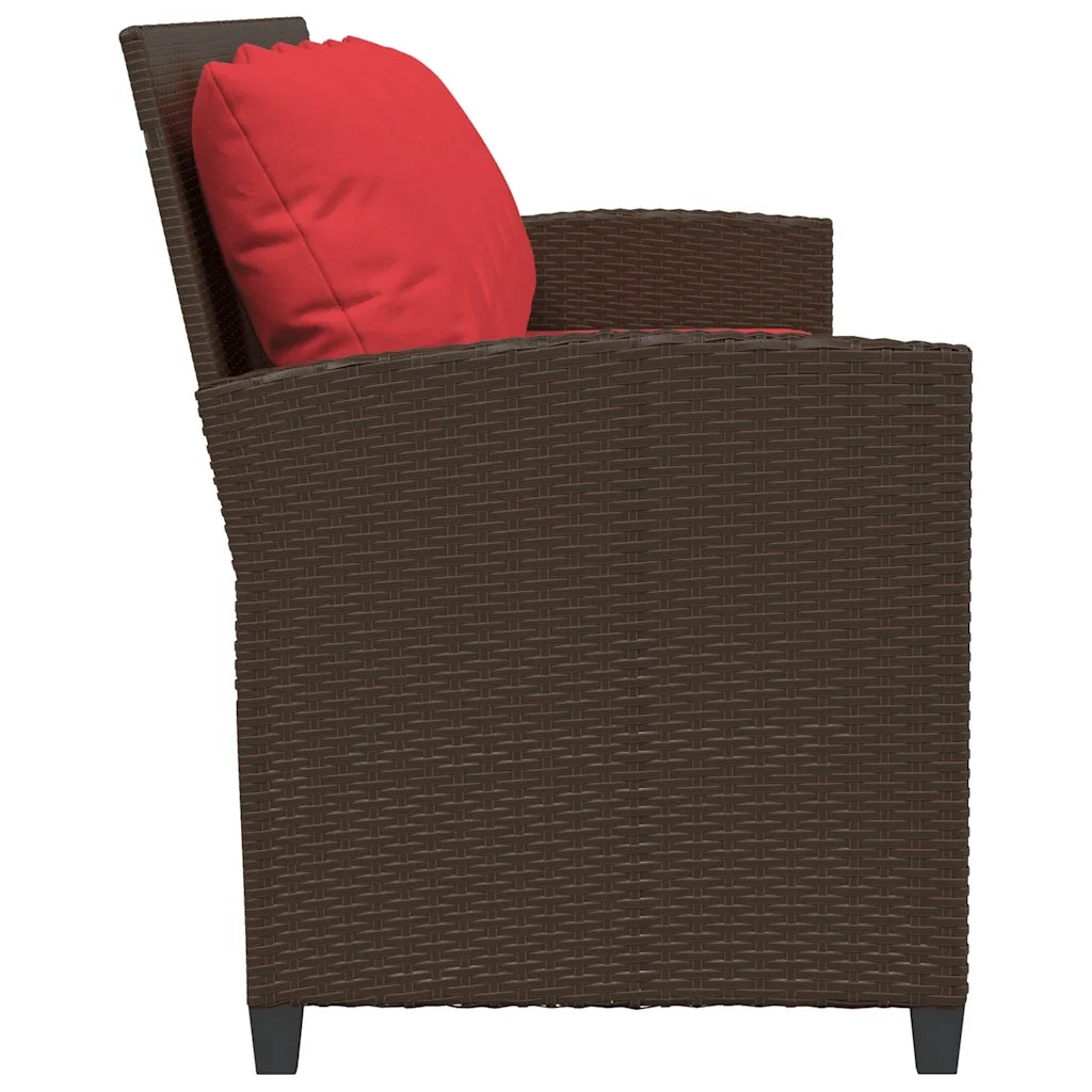 Divano da Giardino a 5 Posti con Cuscini in Polyrattan Marrone