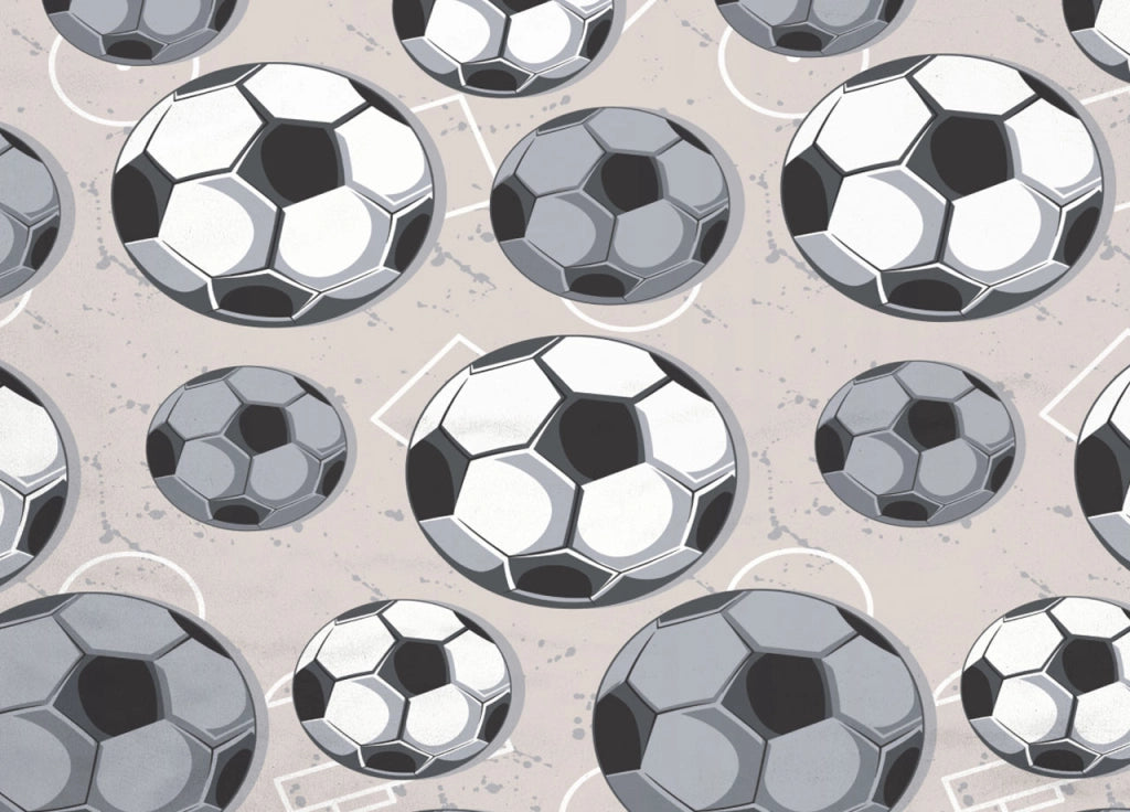 Copripiumino Sacco Piumone Pensieri Delicati Cotone Disegno Calcio - Matrimoniale - Grigio