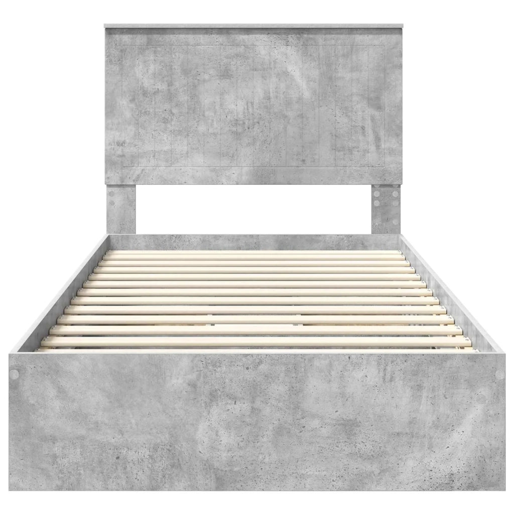 Letto con Contenitore con testiera Grigio cemento 100 x 200 cm