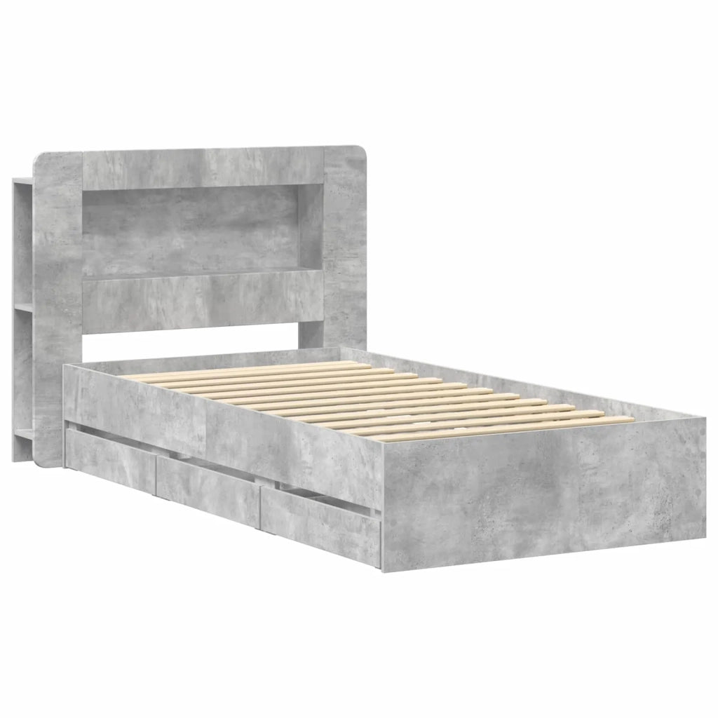 Struttura del letto con stoccaggio e testata Grigio Cemento 3433992