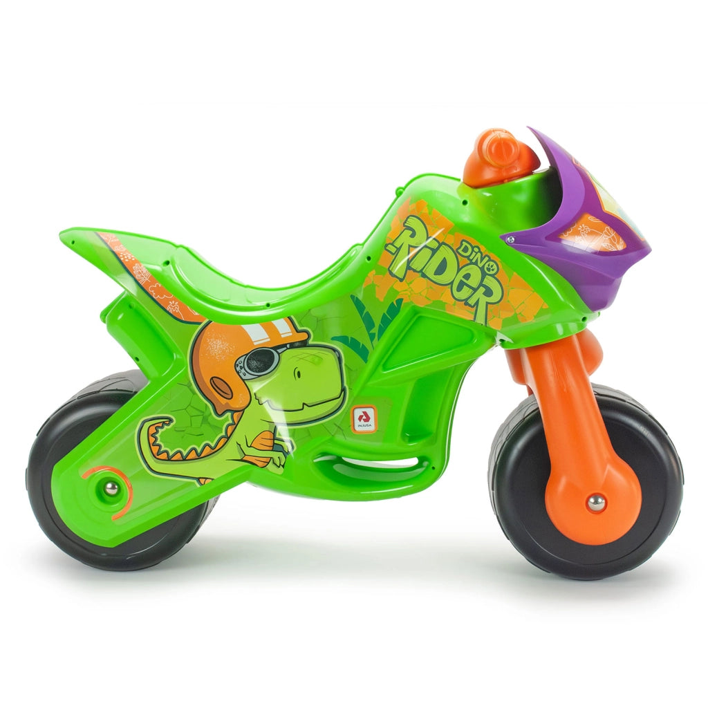 Moto Cavalcabile per Bambini Twin Dessert Dino Senza Pedali Verde e Arancione
