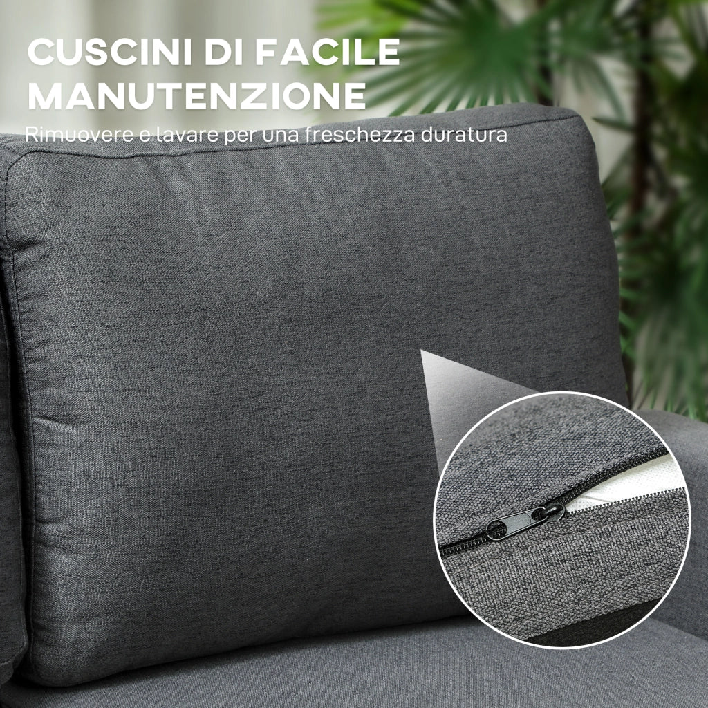 Divano Letto 3 Posti con Chaise e Contenitore ¨C Zephmum ¨C Tessuto Grigio 197x129x85 cm