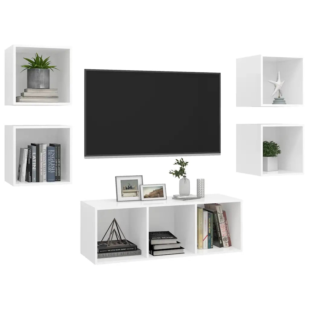 Set Mobile TV 5 pz Bianco in Truciolato cod mxl 56042