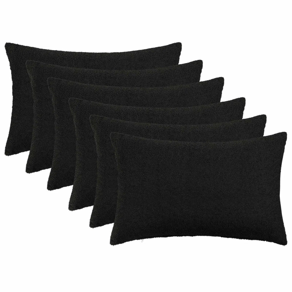Federa 6 pcs HEERLEN Nero 40 x 60 cm Bouclé 909240