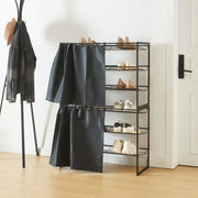 Set di 2 Scaffali Portascarpe Sel Scarpiere in Metallo con Tendine - Nero [en.casa]