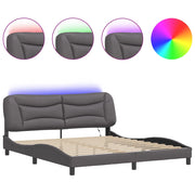 Letto matrimoniale | Letto per adulti | Giroletto con LED senza Materasso Hvar Grigio 180x200 cm