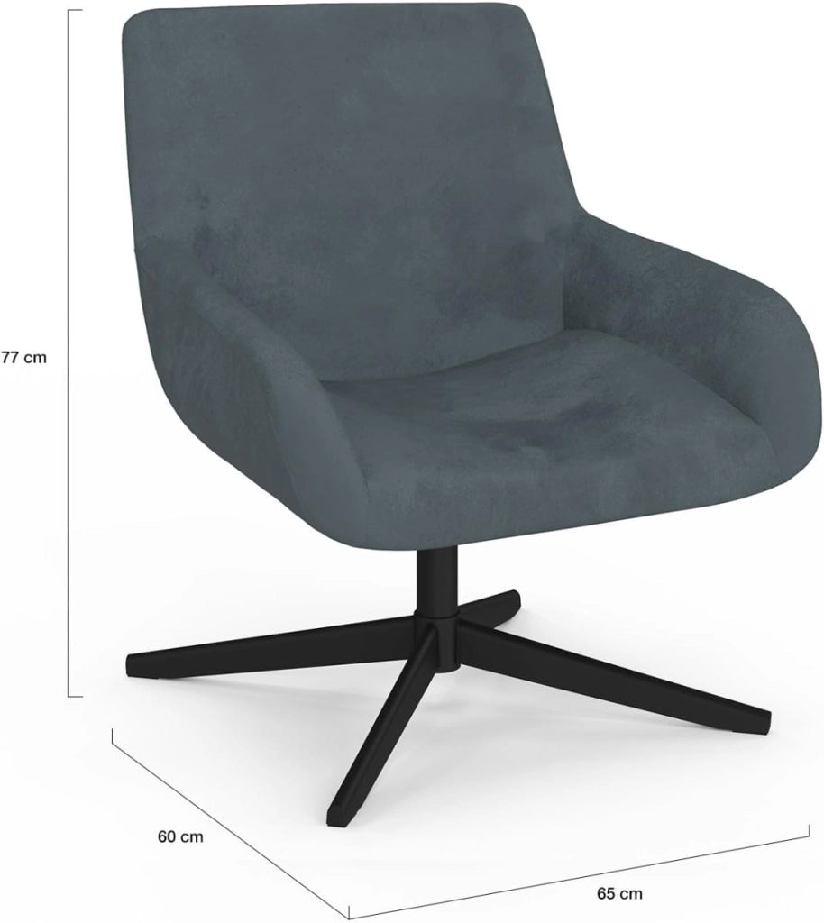 Poltrona girevole ALBUS in velluto grigio con gambe nere