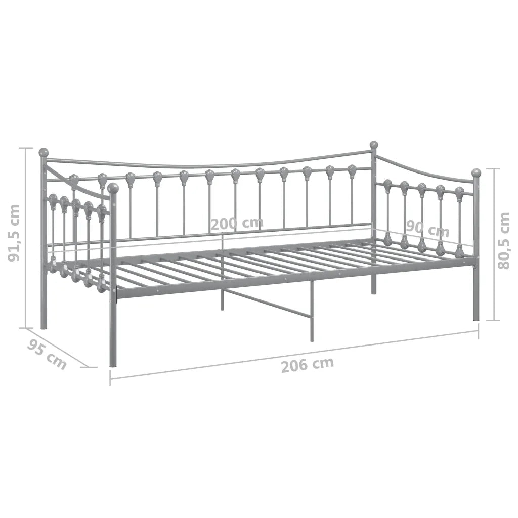 Telaio Divano Letto Grigio in Metallo 90x200 cm 324757