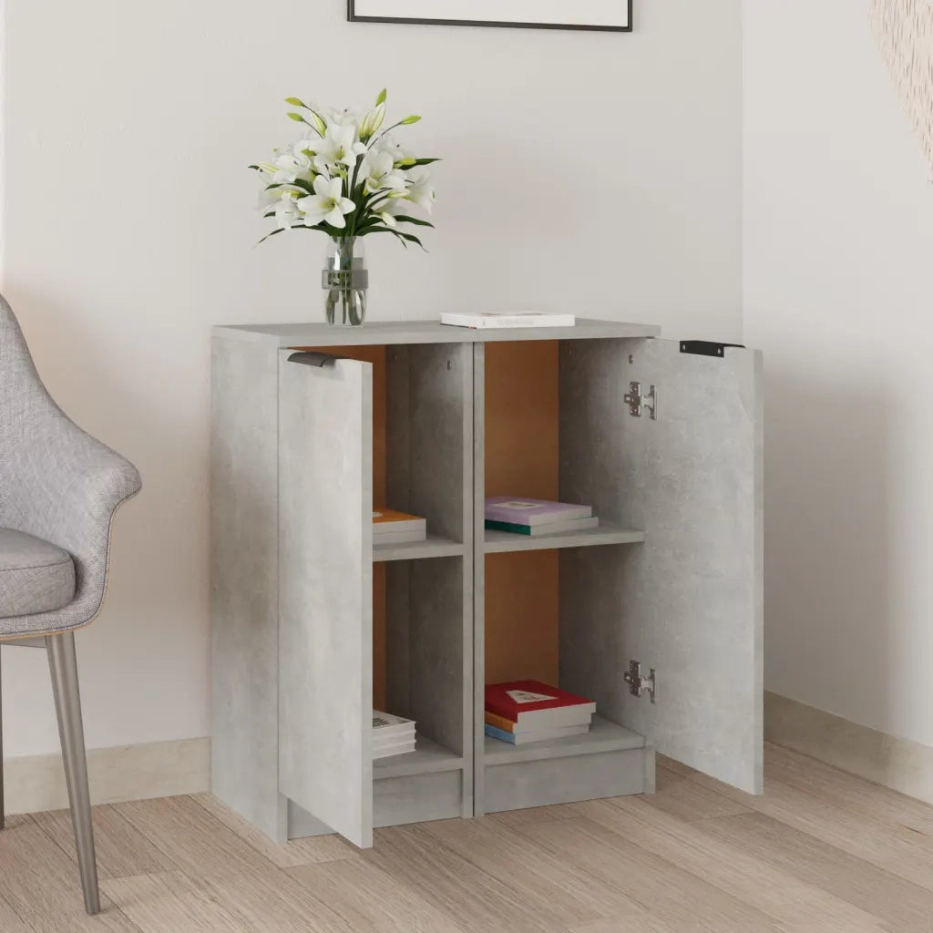 Credenze 2 pz Grigio Cemento 30x30x70 cm in Legno Multistrato 811142