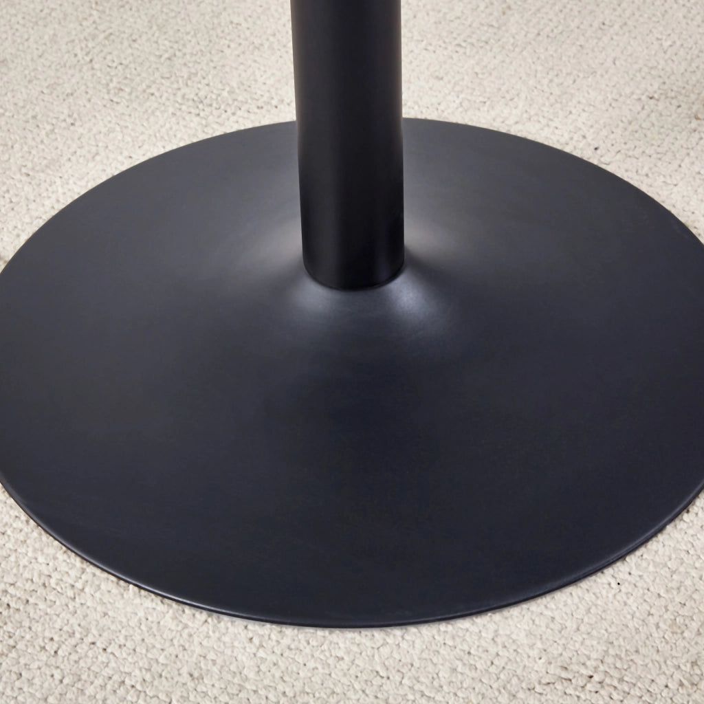 Tavolo da pranzo rotondo con piano in vetro temperato e base in metallo nero per casa bar caffè 85 × 76 cm