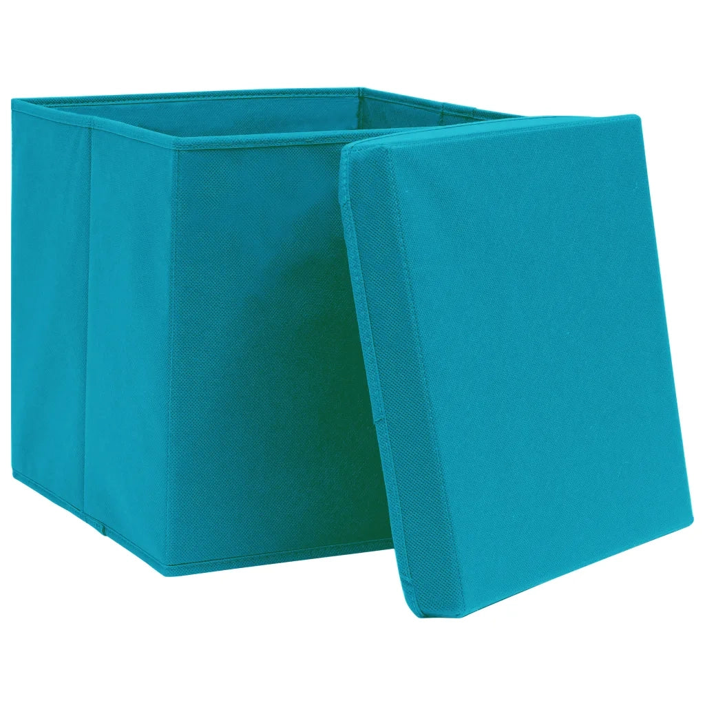 Scatole con Coperchi 4pz Azzurre 32x32x32 cm Tessutocod mxl 81675