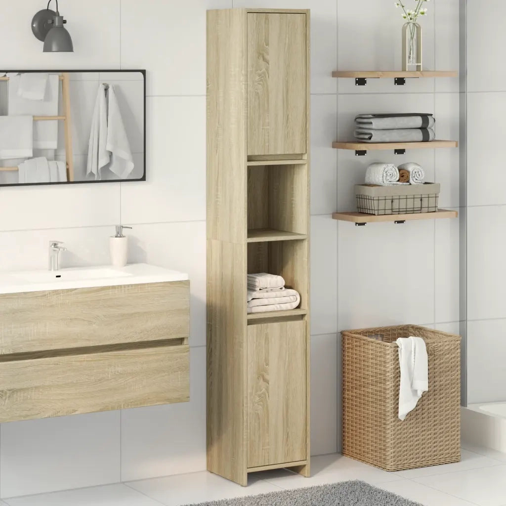 vidaXL Mobile da Bagno Rovere Sonoma 30x30x183,5 cm Legno Multistrato