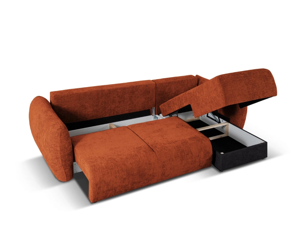 Cosmopolitan Design - Divano convertibile angolare destro con contenitore "Matera" 4 posti in ciniglia terracotta 