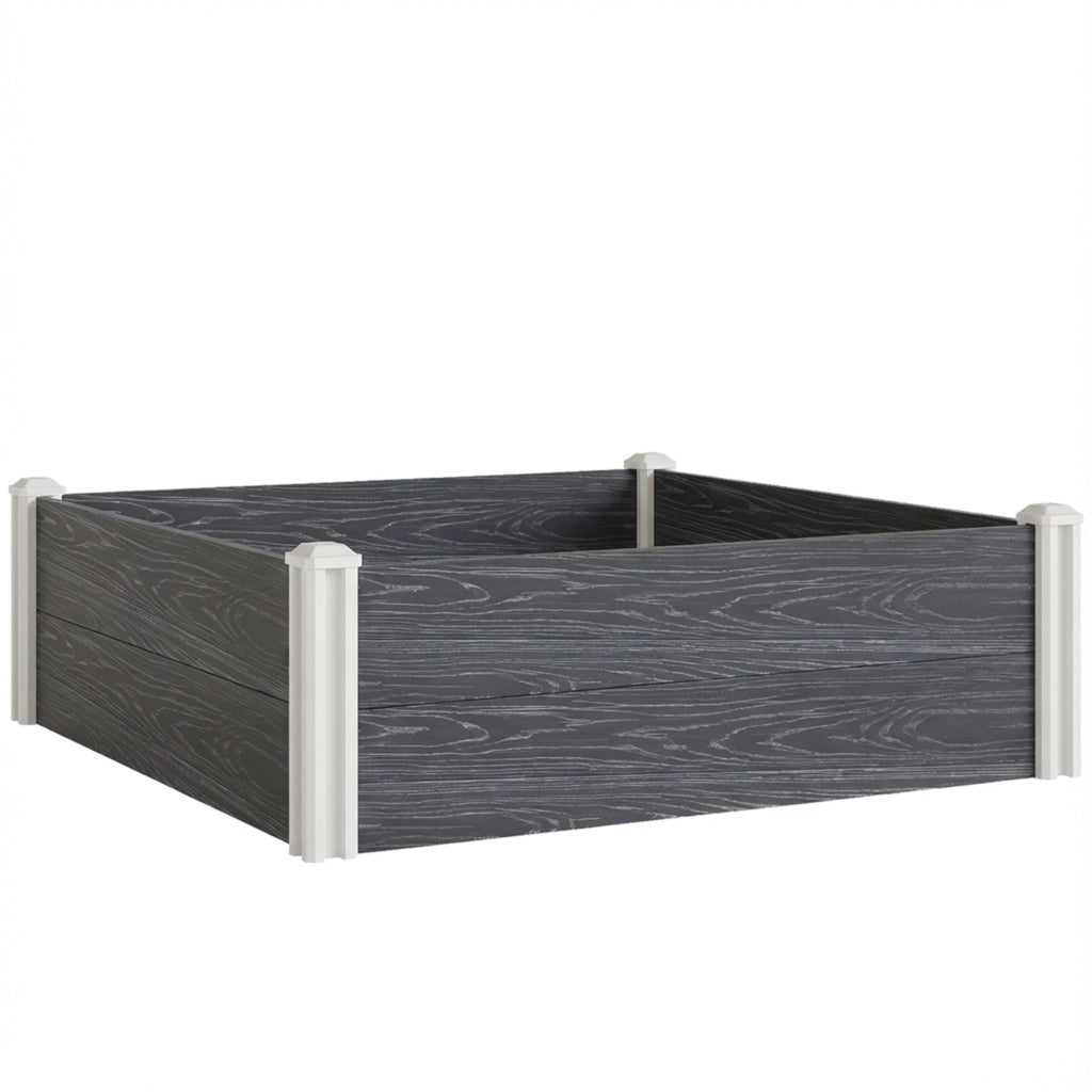 Letto per Orto Fioriera da Esterno 102x102x33 cm con Fondo Aperto e Design a Incastro in Vinile Grigio Scuro