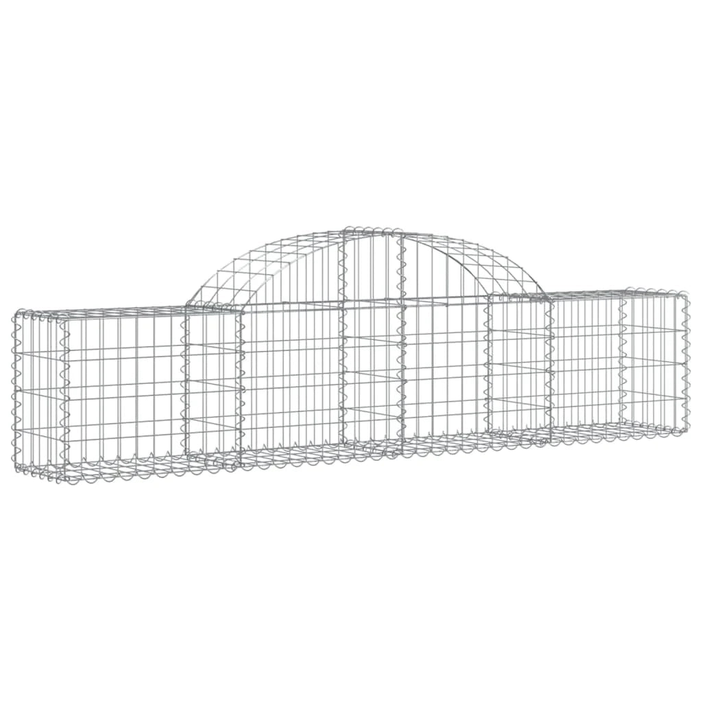 Cesto gabbione recinzione a gabbia muro di contenimento ad arco 200 x 30 x 40/60 cm ferro zincato argento 02_0040010