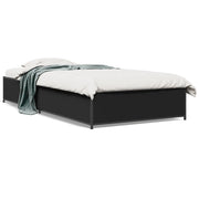 Letto singolo | Letto per adulti | Giroletto Nero 90x190 cm in Legno Multistrato e Metallo