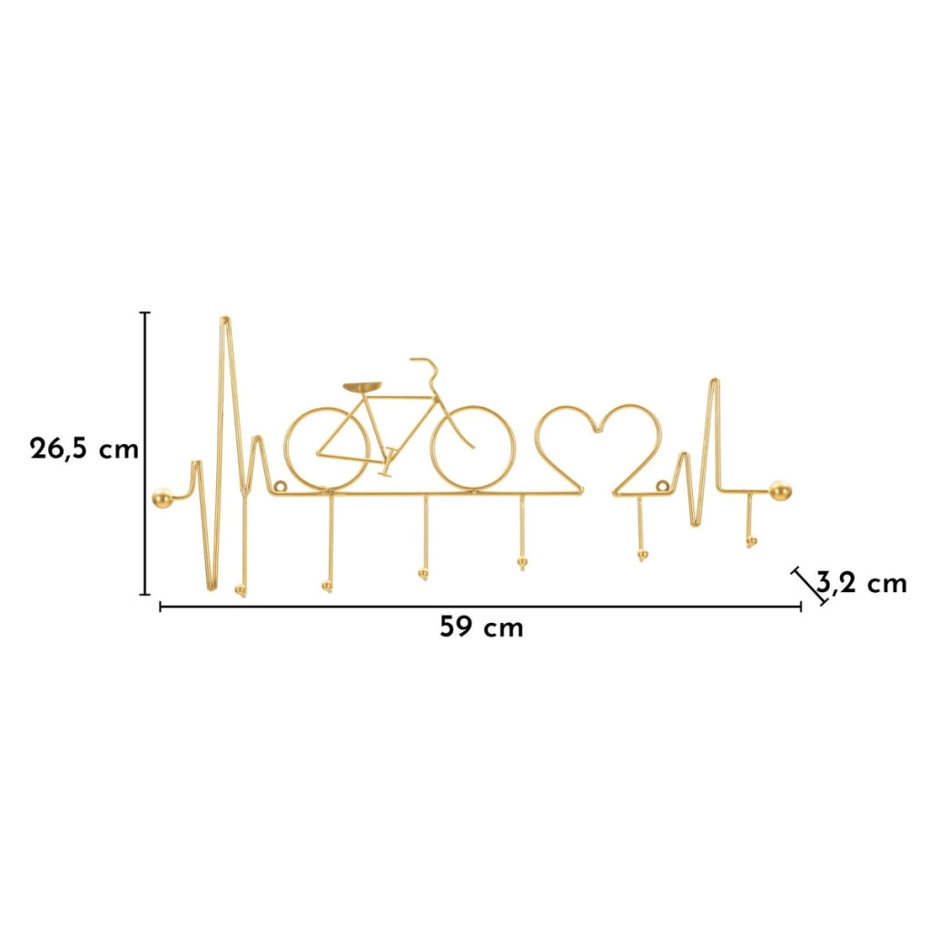 Appendiabiti da muro Bicicletta in metallo dorato