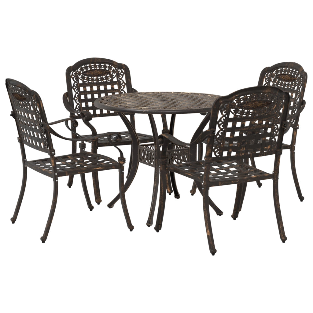 Set da Pranzo da Giardino 5 Pezzi in Alluminio Fuso Bronzo
