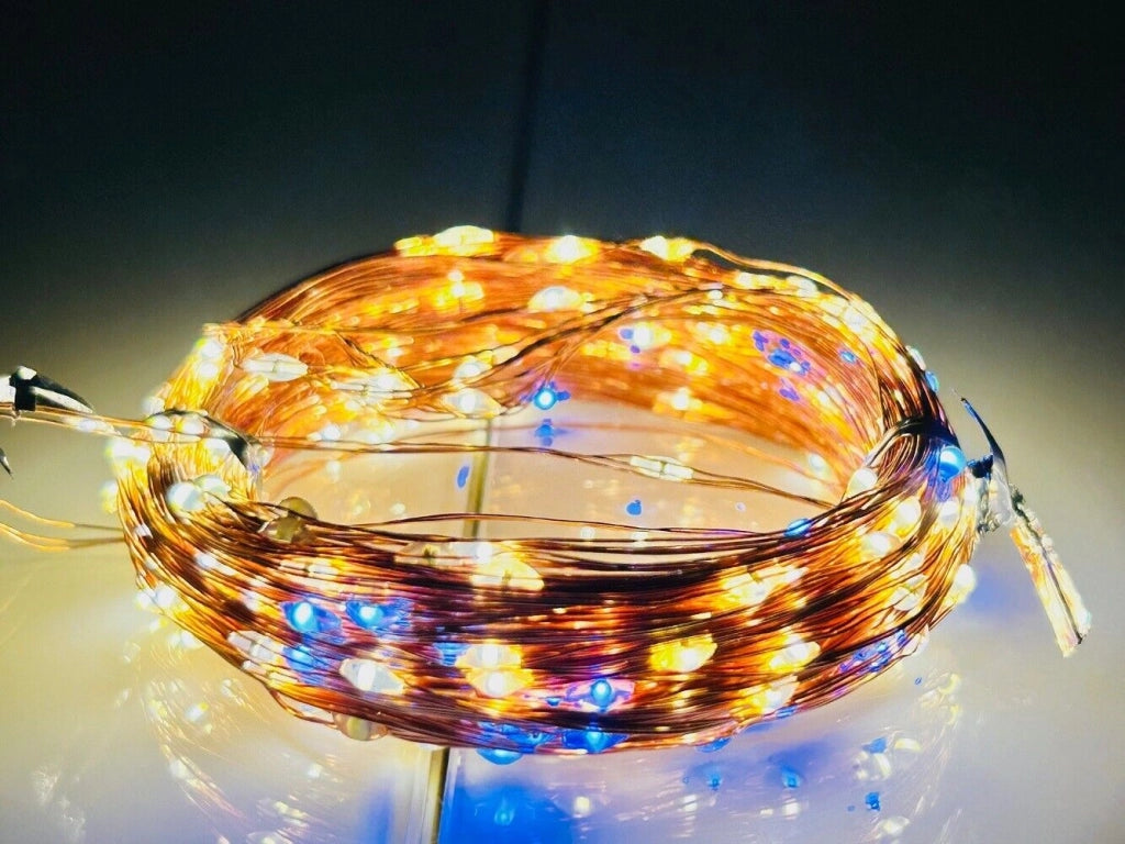Catena luminosa di 300 Micro LED luci di Natale caldo fisso e bianco freddo intermittente per esterni e interni