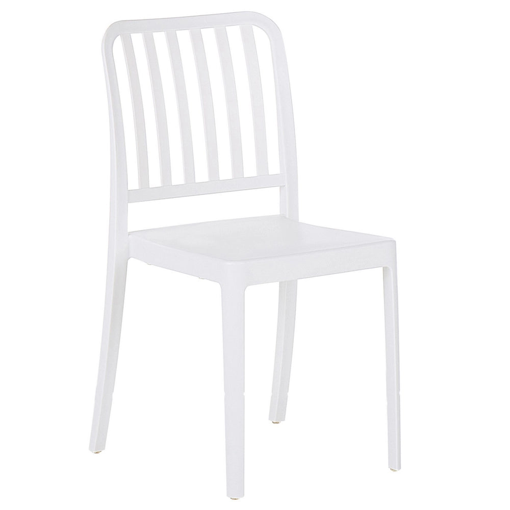 Set di 4 sedie da giardino in plastica bianca impilabili leggere per interni ed esterni resistenti agli agenti atmosferici