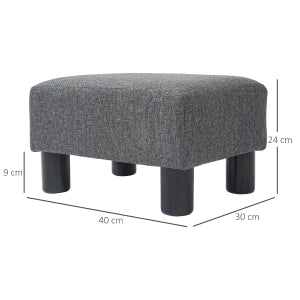 POUF Rettangolare 40x30x24 cm Tessuto Effetto Lino Grigio Scuro