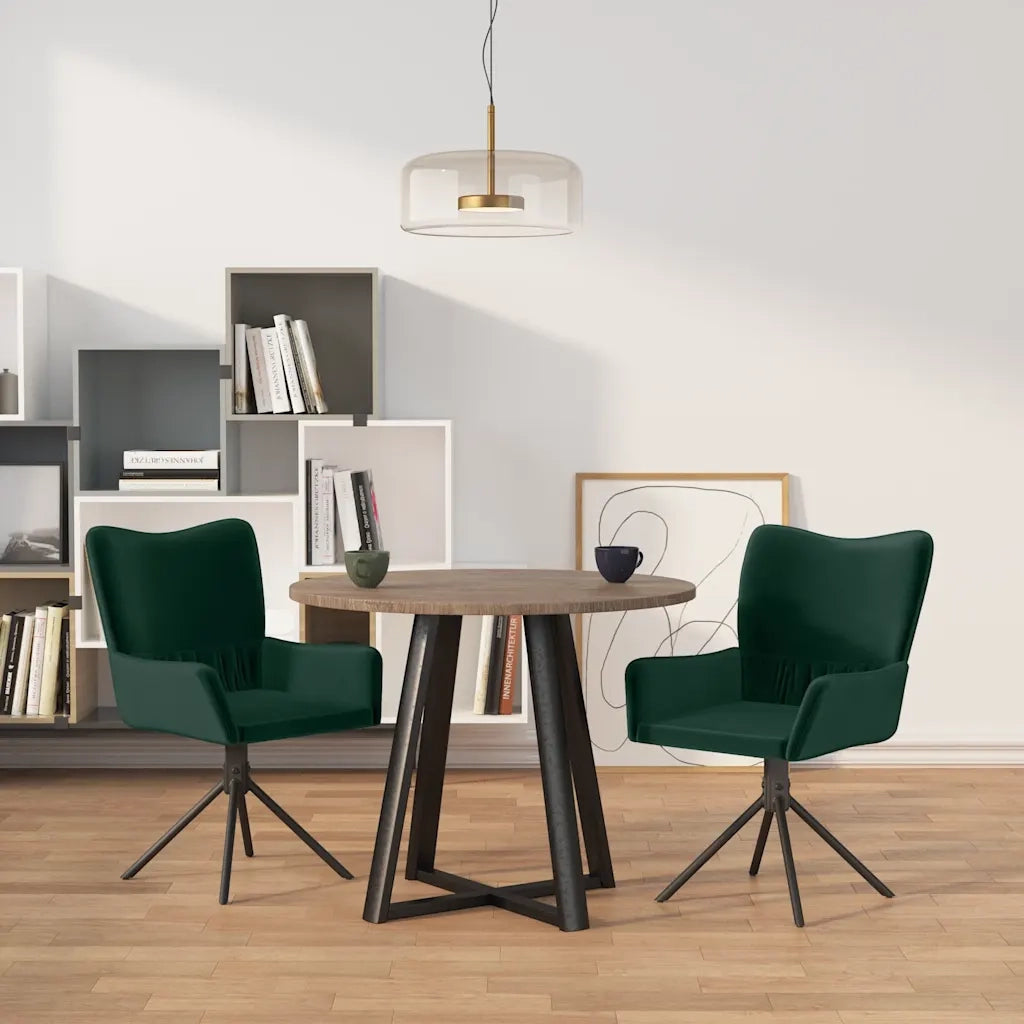 Sedie da Pranzo Girevoli 2 pz Verde Scuro in Velluto 344811