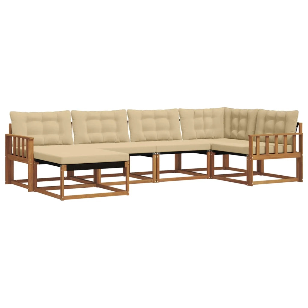 Set di divani da esterno con cuscino 6 pcs Naturale e Beige 3369624