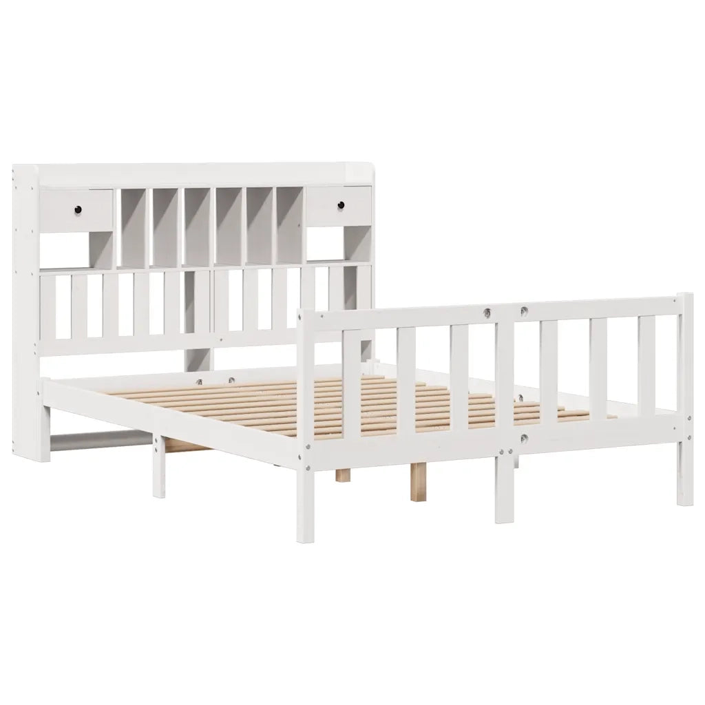Letto Libreria senza Materasso Bianco 140x190 cm Legno di Pino 3321736