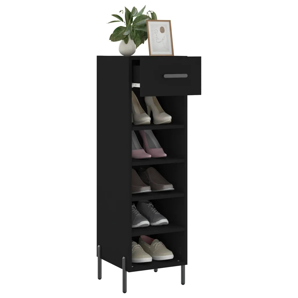 Scarpiera Nera 30x35x105 cm in Legno Multistrato 829685