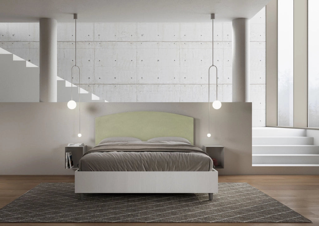 Letto matrimoniale senza rete 160x200 bianco frassino testata microfibra ocra Antilia
