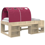 Letto alto per bambini con storage 3 pz Rovere Sonoma e Rosso 3423603
