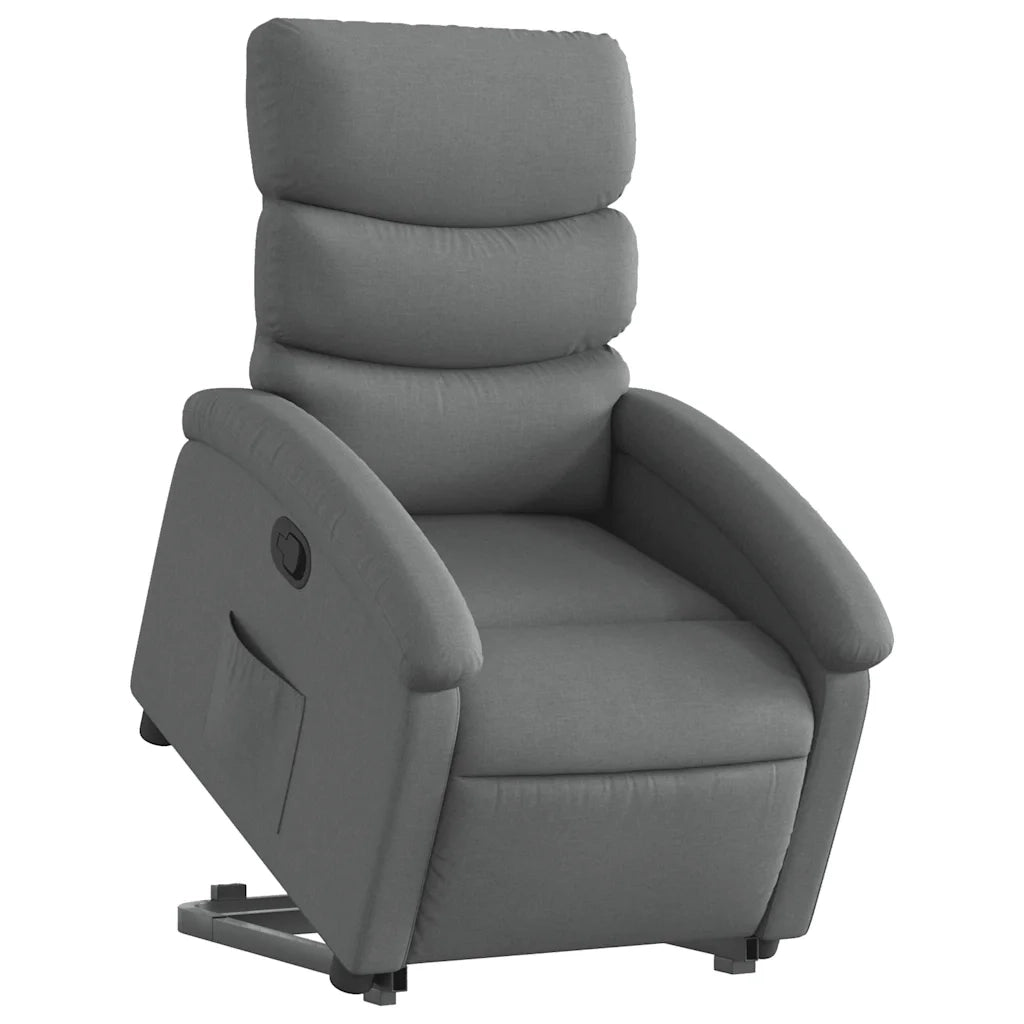 Poltrona Alzapersona Reclinabile Grigio Scuro in Tessuto 3203979