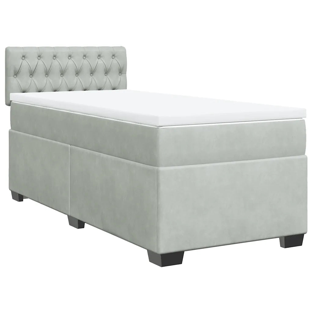 Giroletto a Molle con Materasso Grigio Chiaro 80x200 cm Velluto