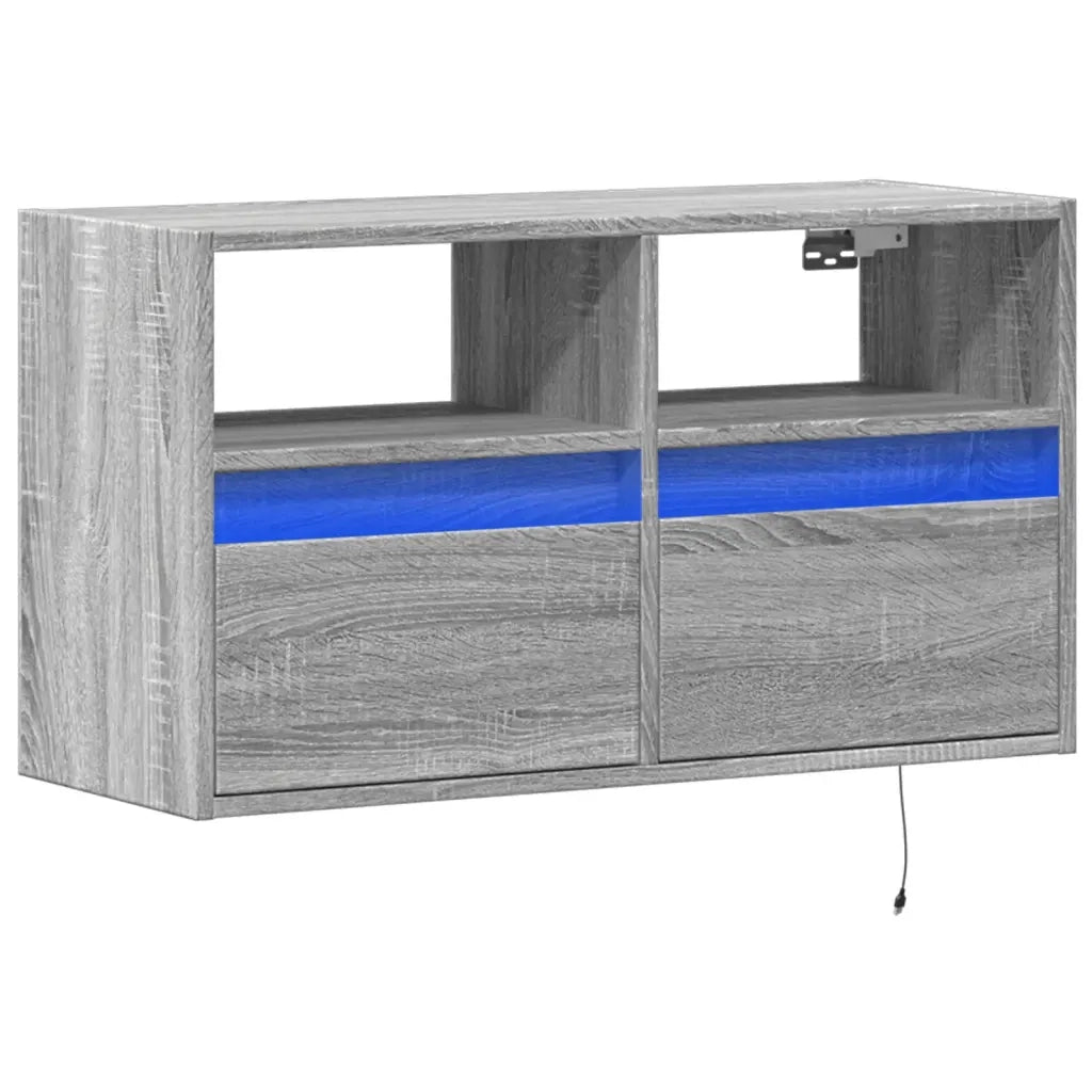 Mobile TV a Parete con Luci LED-Mobile TV a Muro Grigio Sonoma 80x31x45 cm 172911