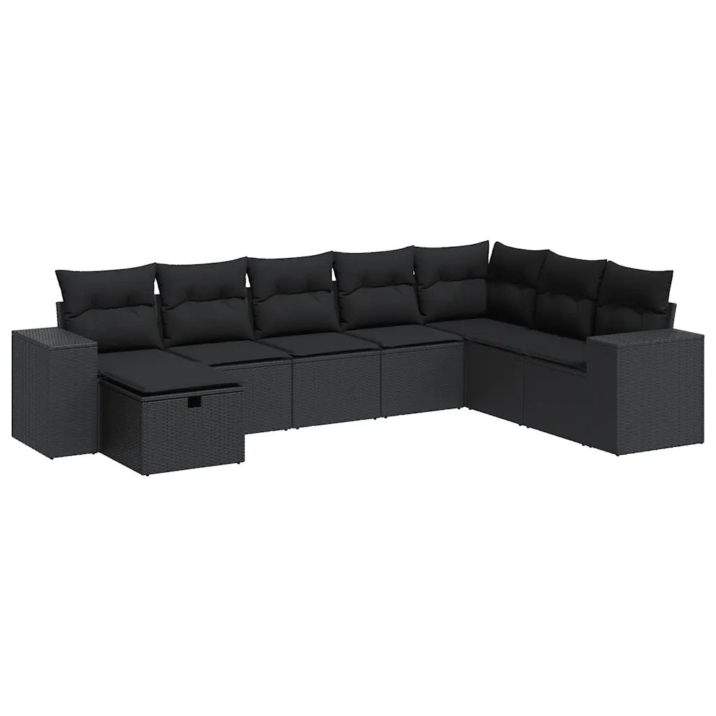 Set Divani da Giardino con Cuscini 8 pz Nero in Polyrattan 3325731